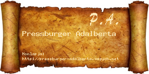 Pressburger Adalberta névjegykártya
